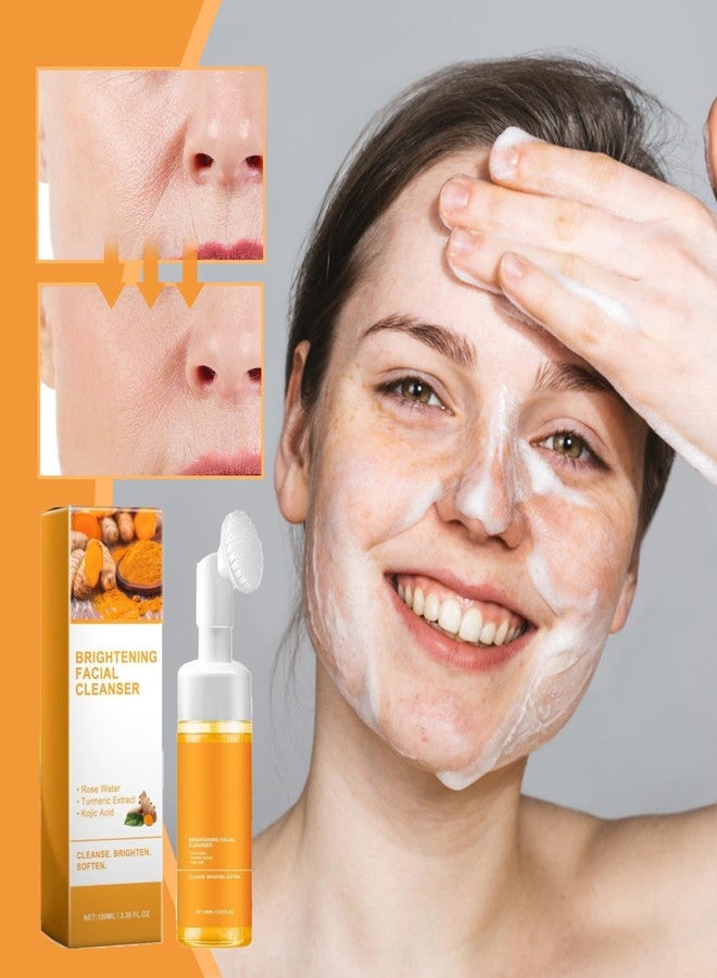 Domality Turmeric Wash and Care Three Piece Set, Tuemeric Facial Cleanser With Brush, Turmeric Face Scrub Pads, Turmeric Soap Bar, Soap Foaming Net, Deep Cleansing Set for for Face and Body - Image 2